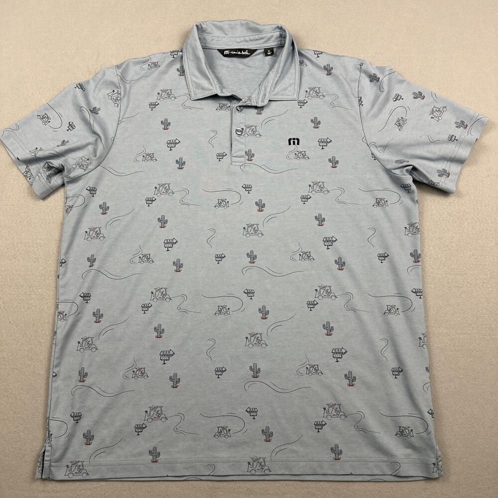 Travis Mathew Shirt Mens Extra Large Blue Golf Performance Graphic Print XL